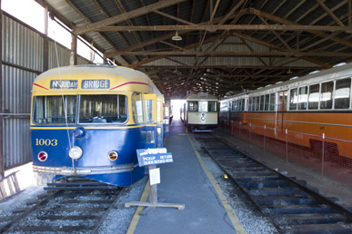 Streetcars in a shed